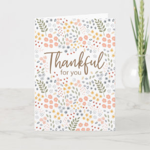 Tarjeta Ditsy Floral Acción de Gracias Saludo Agradecido