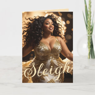 Tarjeta Diva afroamericana: Navidades de glamour navideño