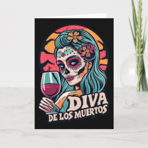 Tarjeta Diva De Los Muertos Esqueleto De Mujer Disfraz De 