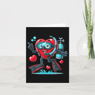 Tarjeta Diversión Buceo Corazón San Valentín Buceo Mujer
