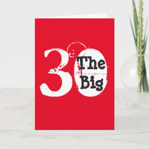Tarjeta Diversión, cumpleaños 30, blanco, negro texto en r
