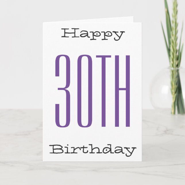 Tarjeta Diversión, cumpleaños 30, púrpura grande, texto ne (Anverso)