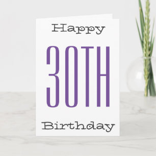 Tarjeta Diversión, cumpleaños 30, púrpura grande, texto ne