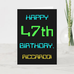 Tarjeta Diversión Cumpleaños 47 Temático de Computación Di