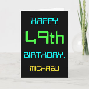 Tarjeta Diversión Cumpleaños 49 Temático de Computación Di