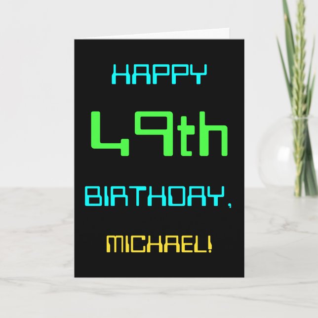 Tarjeta Diversión Cumpleaños 49 Temático de Computación Di (Anverso)