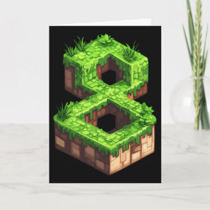Tarjeta Diversión Cumpleaños 8 Número 8 Videojugador Tema 