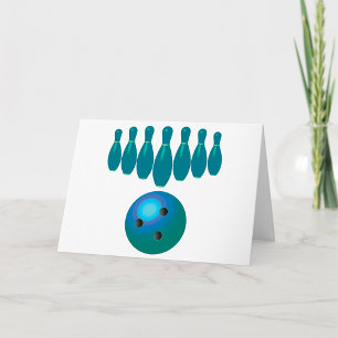 Tarjeta Diversión de Bolos con Bola y Bolos