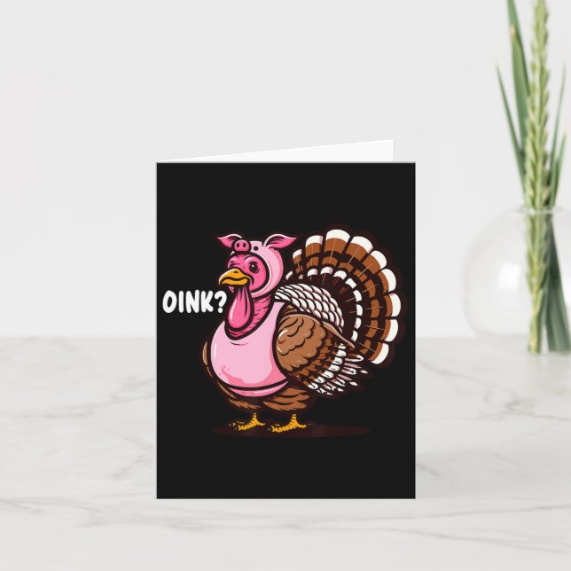 Tarjeta Diversión De Gracias De Oink Turkey Graciosa En Ha (Anverso)