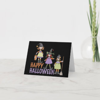 Tarjeta Diversión de Halloween de tres pequeña brujas