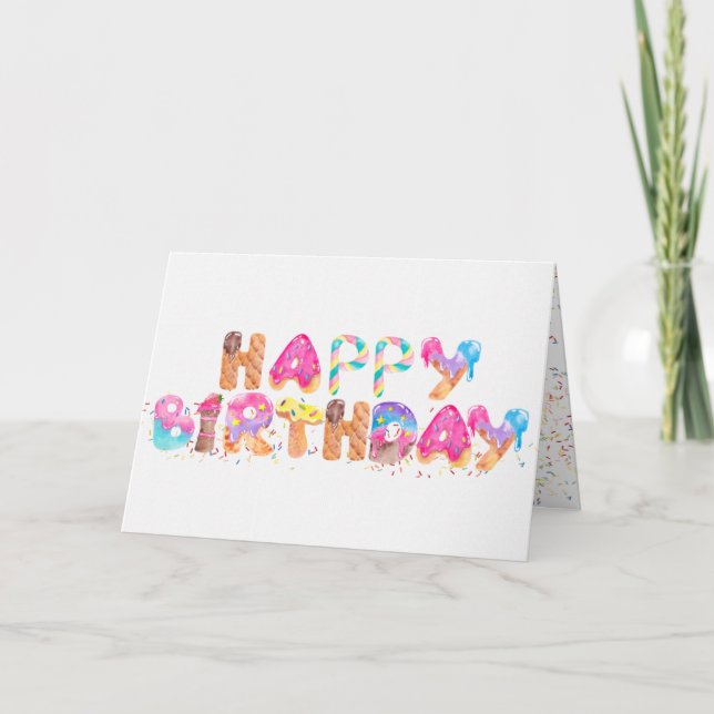 Tarjeta Diversión de los postres de cumpleaños (Anverso)