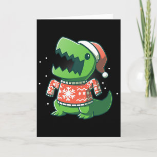 Tarjeta Diversión de Navidad T-rex Dinosaurio Ugly Saurus