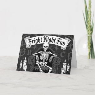 Tarjeta Diversión de Noche de Terror: Diseño de Esqueleto 