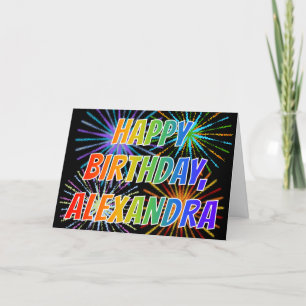 Tarjeta Diversión de nombre "ALEXANDRA" "FELIZ CUMPLEAÑOS"