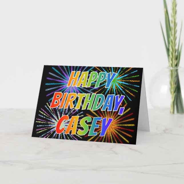 Tarjeta Diversión de nombre "CASEY" "FELIZ CUMPLEAÑOS" (Anverso)