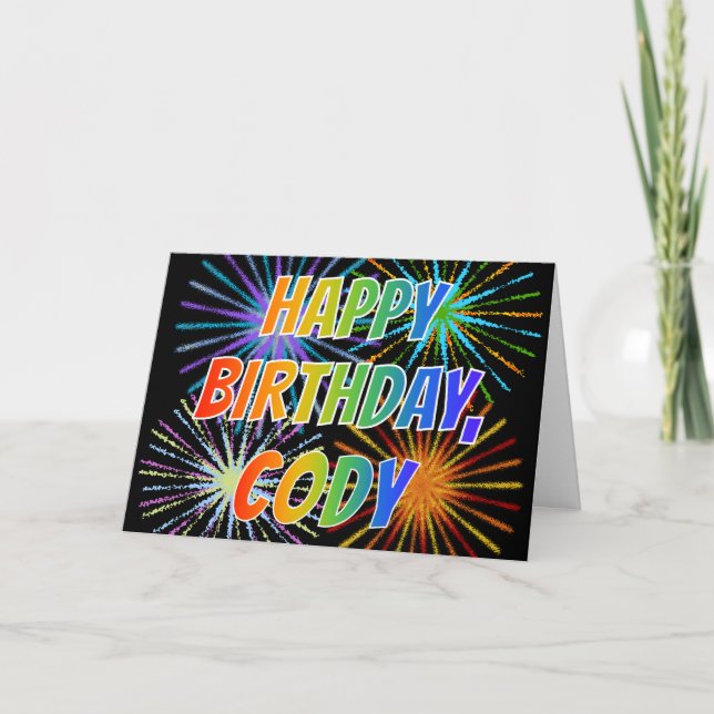 Tarjeta Diversión de nombre "CODY" "FELIZ CUMPLEAÑOS" (Anverso)