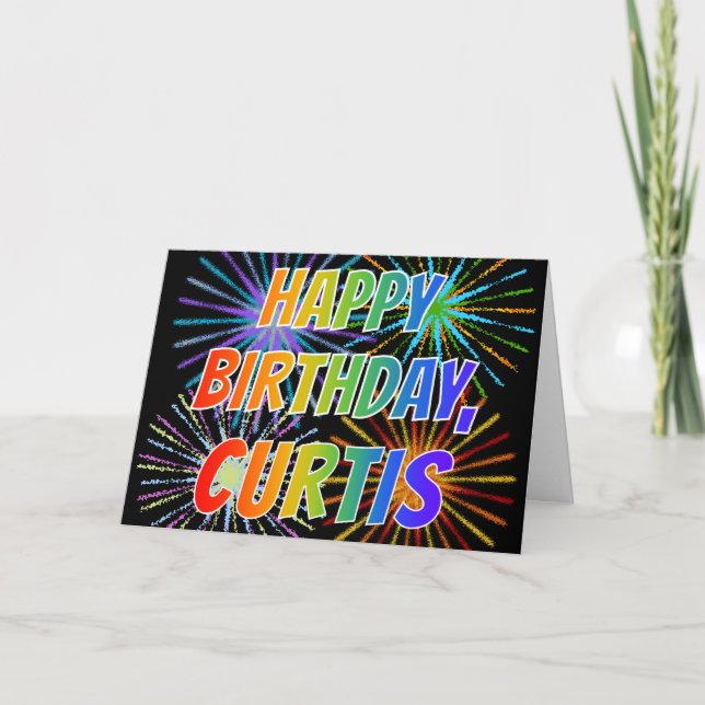 Tarjeta Diversión de nombre "CURTIS" "FELIZ CUMPLEAÑOS" (Anverso)