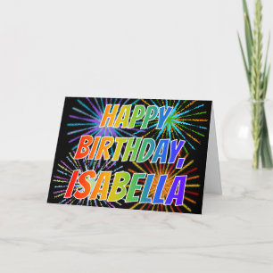 Tarjeta Diversión de nombre "ISABELLA" "FELIZ CUMPLEAÑOS"