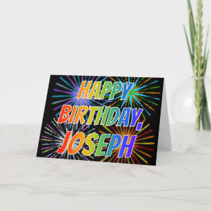 Tarjeta Diversión de nombre "JOSEPH" "FELIZ CUMPLEAÑOS"