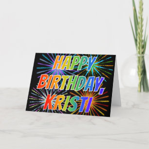 Tarjeta Diversión de nombre "KRISTI" "FELIZ CUMPLEAÑOS"