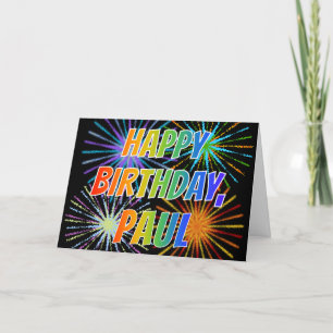 Tarjeta Diversión de nombre "PAUL" "FELIZ CUMPLEAÑOS"