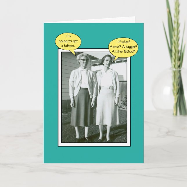 Tarjeta Diversión de tatuaje Añadir nombre o edad Saludo d (Anverso)