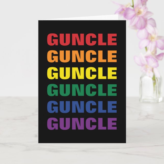 Tarjeta Diversión del Orgullo Gay LGBTQ Y El Tío Gay Fundi (Orquídea)