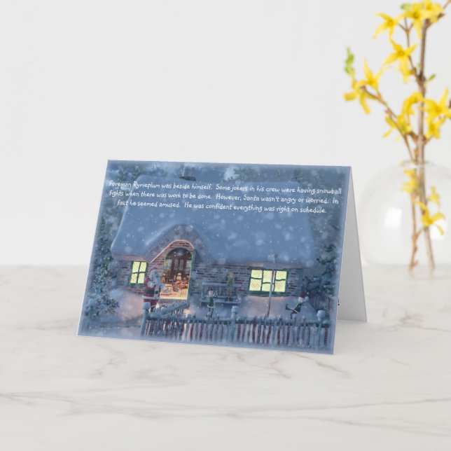 Tarjeta Diversión en el taller de Santa Claus (flor amarilla)