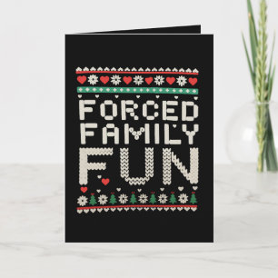 Tarjeta Diversión Familiar Forzada Sarcástica Navidad Fea 