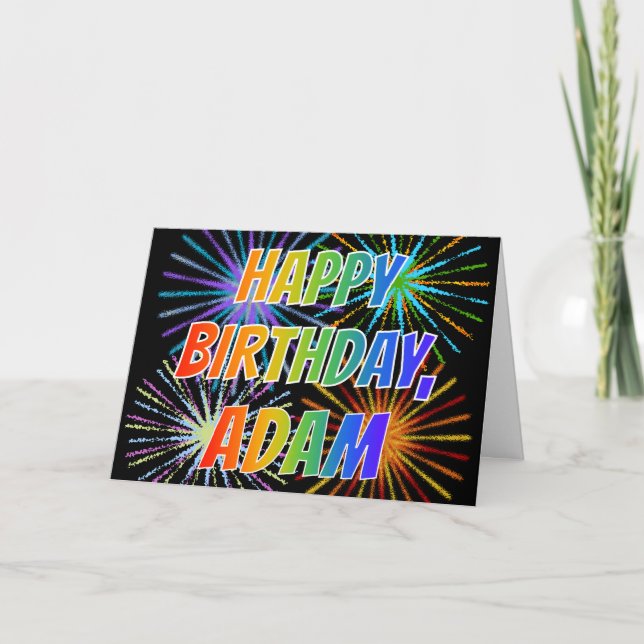 Tarjeta Diversión "FELIZ CUMPLEAÑOS " de "ADÁN" del nombre (Anverso)