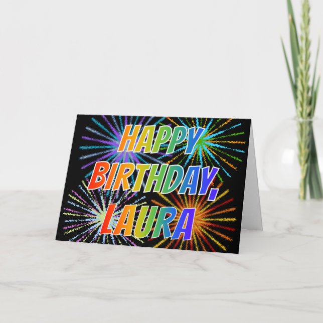 Tarjeta Diversión "FELIZ CUMPLEAÑOS " de "LAURA" del (Anverso)