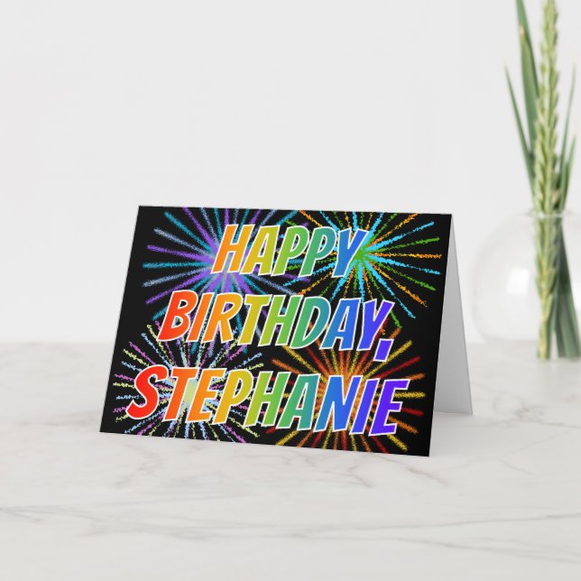 Tarjeta Diversión "FELIZ CUMPLEAÑOS " de "STEPHANIE" del (Anverso)