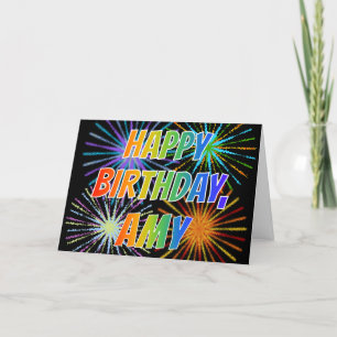 Tarjeta Diversión "FELIZ CUMPLEAÑOS " del "AMY" del nombre