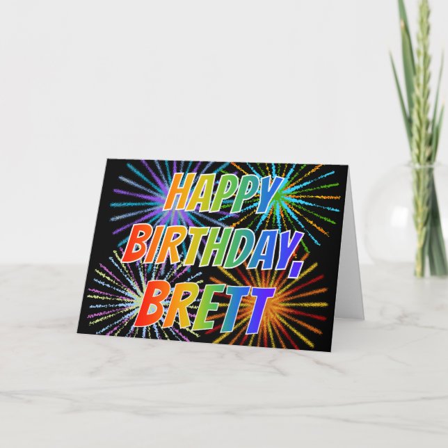 Tarjeta Diversión "FELIZ CUMPLEAÑOS " del nombre "BRETT" (Anverso)