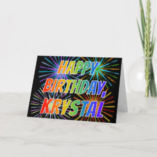 Tarjeta Diversión "FELIZ CUMPLEAÑOS " del nombre "KRYSTAL"