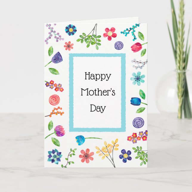 Tarjeta Diversión floral Feliz Día de la Madre Saludo (Anverso)