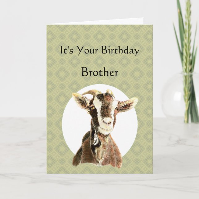 Tarjeta Diversión Hermano Cumpleaños Sobre la Colina, Cabr (Anverso)