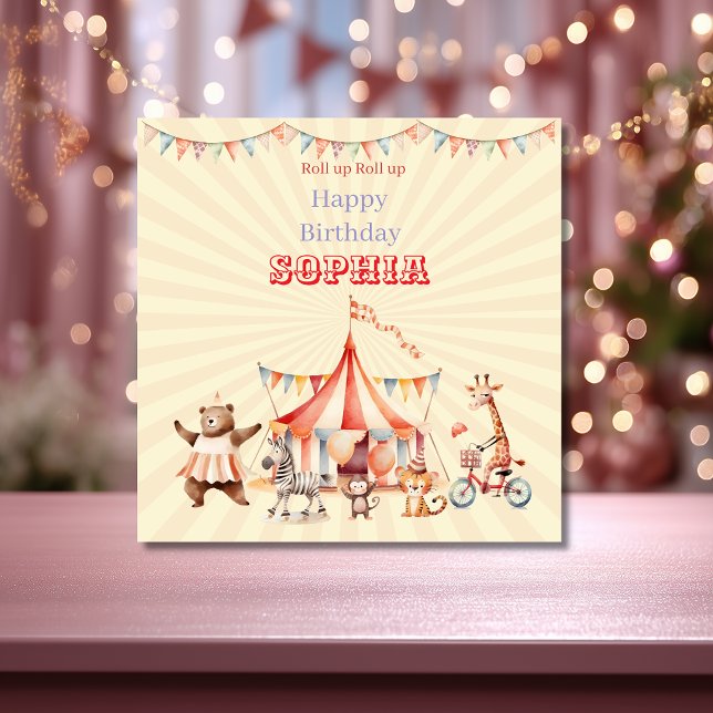 Tarjeta Diversión Lindo Cumpleaños de Niños de Circo Rojo  (Subido por el creador)