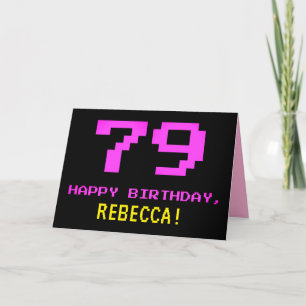 Tarjeta Diversión, Nerdy, Geeky, Rosa, Estilo de 8 bits 79