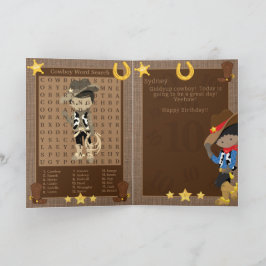 Tarjeta Diversión Niños Negros Vaquero Búsqueda de Palabra