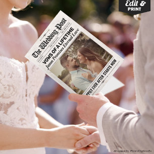 Tarjeta Diversión personalizado vota a Boda de periódico B