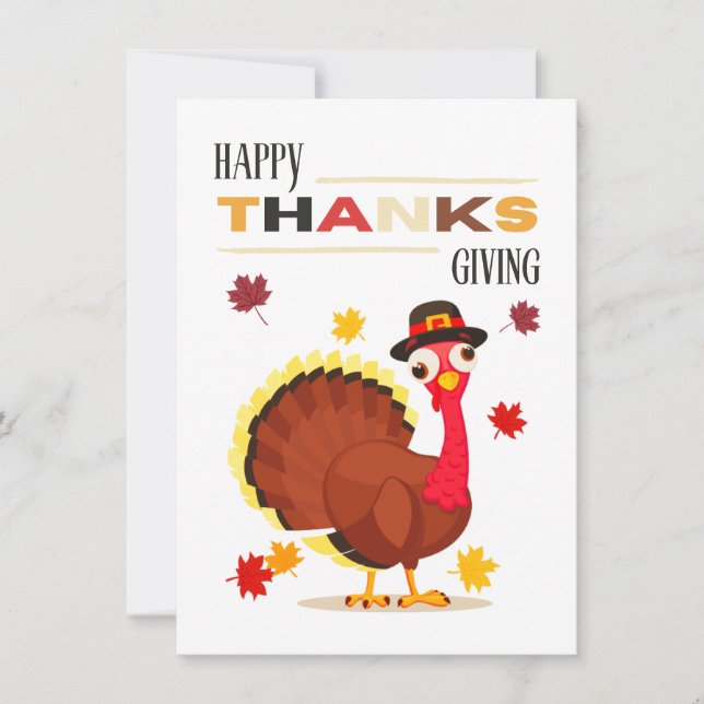 Tarjeta Diversión pura Turquía caída Feliz Día de Gracias (Anverso)