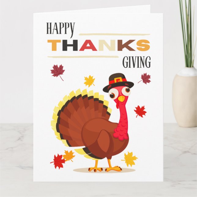 Tarjeta Diversión pura Turquía caída Feliz Día de Gracias (Anverso)