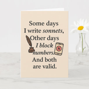 Tarjeta divertida - Algunos días escribo Sonnets