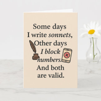 Tarjeta divertida - Algunos días escribo Sonnets