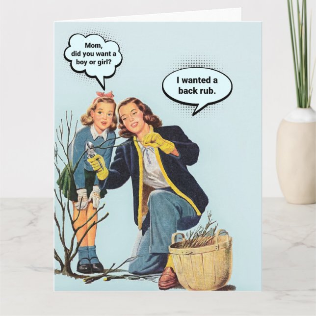 Tarjeta Divertida ama de casa de los años 50 (Anverso)