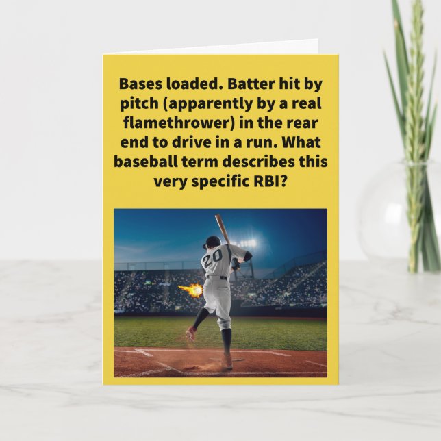 Tarjeta Divertida Carrera De Un Pun En Saludo De Béisbol (Anverso)