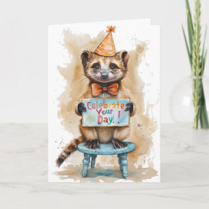 Tarjeta Divertida celebración del Gorra Fiesta Ferret de c