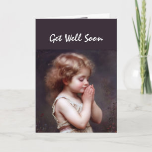 Tarjeta Divertida chica orando por tu salud, que te recupe