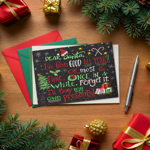 Tarjeta Divertida Cita Linda Navidad Querido Santa